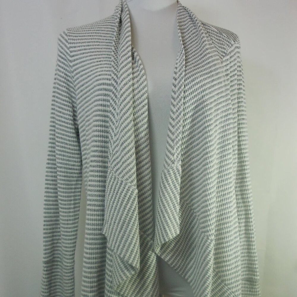 Chico’s Open Front Gray White Cardigan Womens Size 2/XL